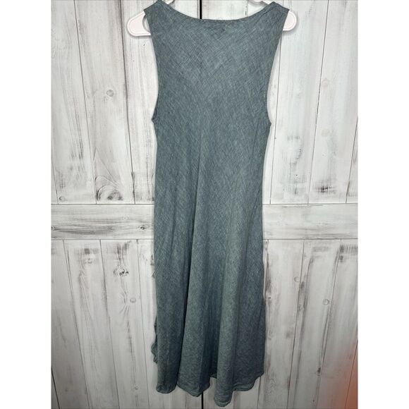 CP SHADES TEAL HATCHED 100% LINEN SLEEVELESS LIGHT AIRY LAGENLOOK MIDI DRESS S - Picture 8 of 16